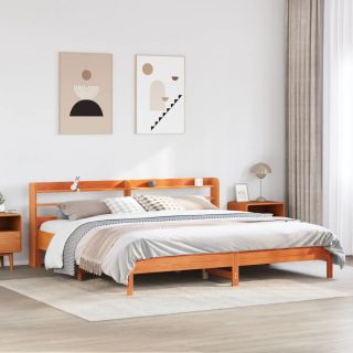 voodiraam ilma madratsita, vahapruun, 180 x 200 cm, männipuit