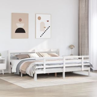 voodiraam peatsiga ilma madratsita Valge 180x200 cm