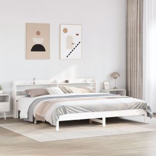 voodiraam ilma madratsita, valge, 200 x 200 cm, männipuit