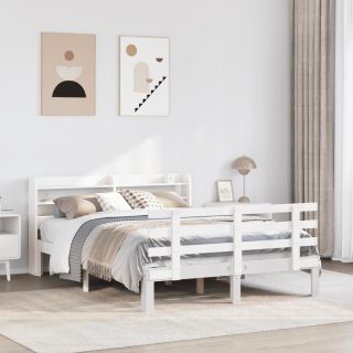 voodiraam peatsiga ilma madratsita Valge 140x190 cm