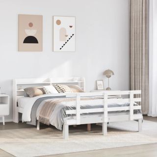 voodiraam peatsiga ilma madratsita Valge 140x200 cm