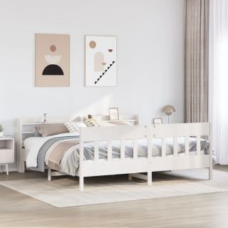 voodiraam ilma madratsita, valge, 200 x 200 cm, männipuit