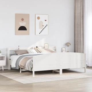 voodiraam ilma madratsita, valge, 200 x 200 cm, männipuit