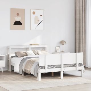 voodiraam peatsiga ilma madratsita Valge 140x190 cm
