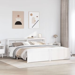 voodiraam peatsiga ilma madratsita Valge 200x200 cm