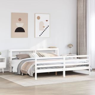 voodiraam ilma madratsita, valge, 200 x 200 cm, männipuit