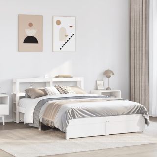 voodiraam peatsiga ilma madratsita Valge 140x200 cm