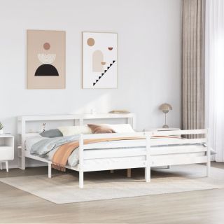 voodiraam peatsiga ilma madratsita Valge 200x200 cm