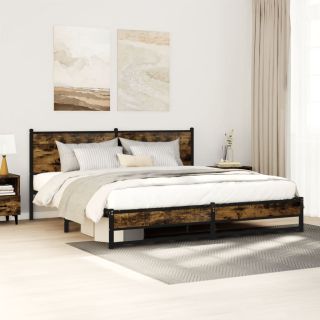 металлический каркас кровати без матраса дымчатый дуб 180x200 см