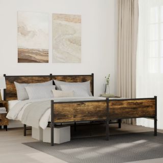 metallist voodiraam ilma madratsita suitsutatud tamm 180x200 cm