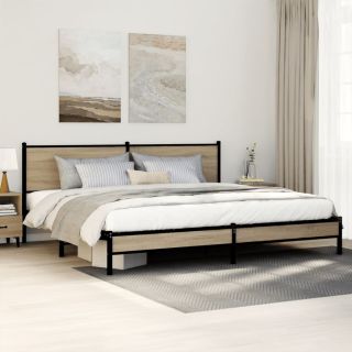 metallist voodiraam ilma madratsita Sonoma tamm 200x200 cm
