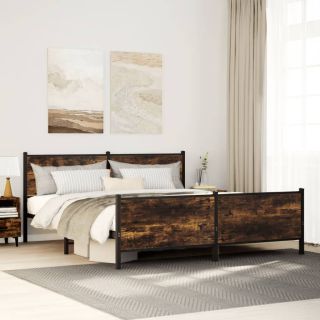 металлический каркас кровати без матраса дымчатый дуб 180x200 см