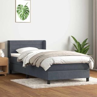 континентальная кровать с матрасом, темно-серая, 80x220 см, бархат