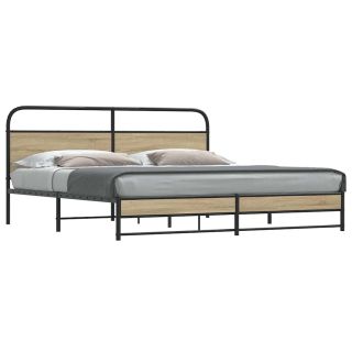 metallist voodiraam ilma madratsita suitsutatud tamm 193x203 cm