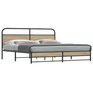metallist voodiraam ilma madratsita suitsutatud tamm 180x200 cm