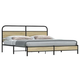 metallist voodiraam ilma madratsita Sonoma tamm 200x200 cm