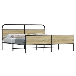 metallist voodiraam ilma madratsita Sonoma tamm 180x200 cm
