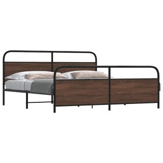 metallist voodiraam ilma madratsita pruun tamm 193x203 cm