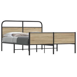 metallist voodiraam ilma madratsita suitsutatud tamm 160x200 cm
