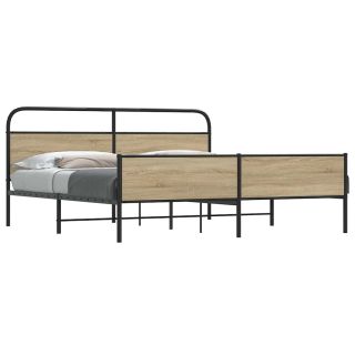 металлический каркас кровати без матраса дымчатый дуб 183x213 см