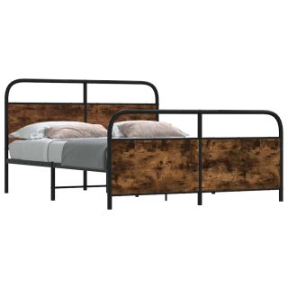metallist voodiraam ilma madratsita suitsutatud tamm 160x200 cm