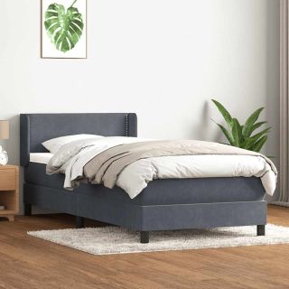 континентальная кровать с матрасом, темно-серая, 80x220 см, бархат