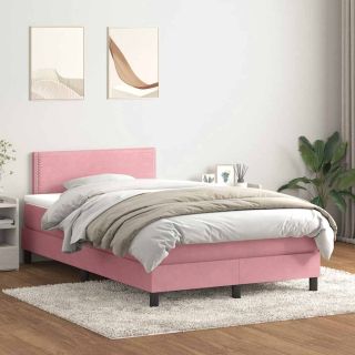 Box Vedruvoodi madratsiga Roosa 120x220 cm samet