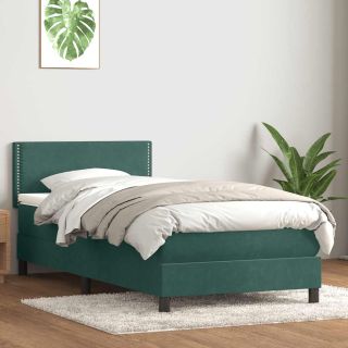 Box Vedruvoodi madratsiga Tumeroheline 80x220 cm samet