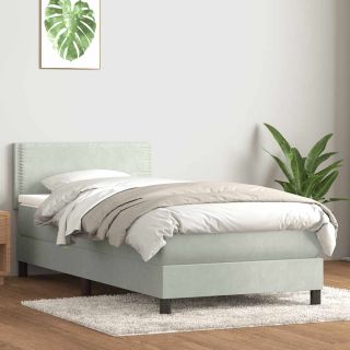 Box Vedruvoodi madratsiga Helehall 80x220 cm samet