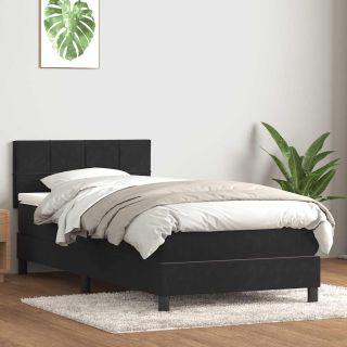 kontinentaalvoodi madratsiga, must, 80x220 cm, samet