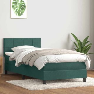 Box Vedruvoodi madratsiga Tumeroheline 80x220 cm samet