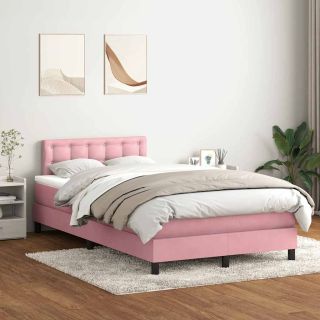 Box Vedruvoodi madratsiga Roosa 120x220 cm samet