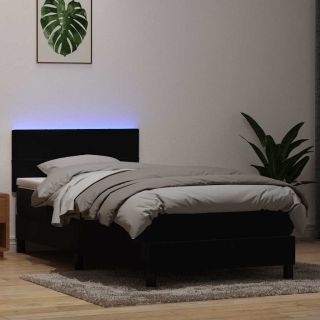 kontinentaalvoodi madratsiga, must, 90x210 cm, samet