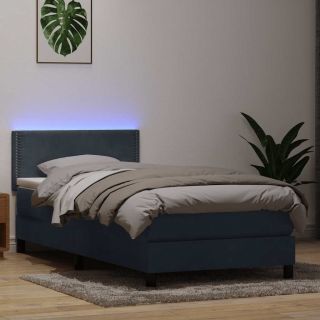 Кровать с пружинным блоком и матрасом темно-серого цвета 80x210 см, бархат