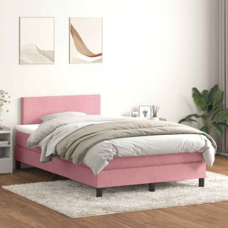 Box Vedruvoodi madratsiga Roosa 120x220 cm samet