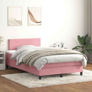 Box Vedruvoodi madratsiga Roosa 120x220 cm samet