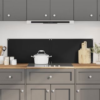 Кухонный фартук 2 шт., черный, 70 x 40 см, закаленное стекло