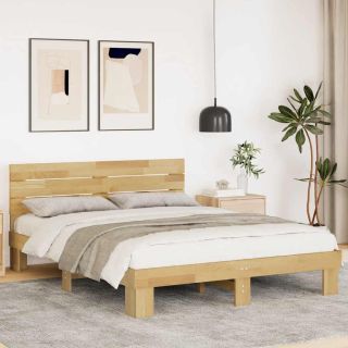 voodiraam peatsiga ilma madratsita 150x200 cm täispuidust tamm