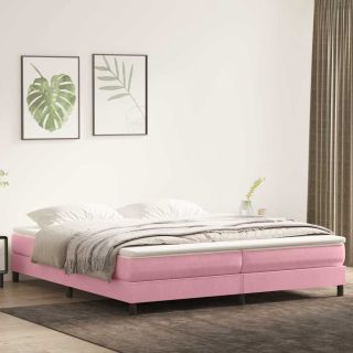 Box Vedruvoodi madratsiga Roosa 180x220 cm samet