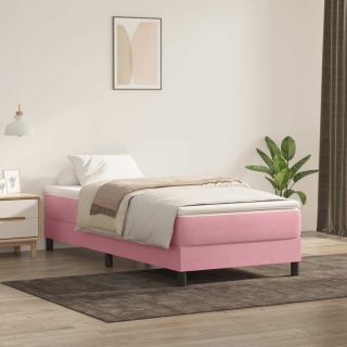 континентальная кровать с матрасом, розовая, 90x220 см, бархат