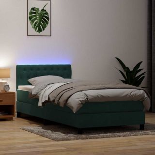Box Vedruvoodi madratsiga Tumeroheline 80x220 cm samet