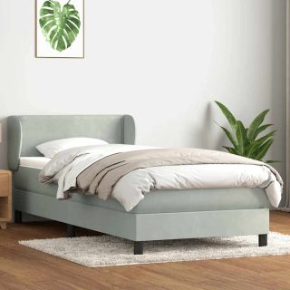 Box Vedruvoodi madratsiga Helehall 80x220 cm samet