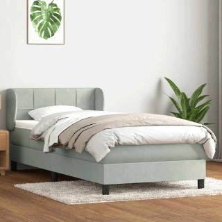 Box Vedruvoodi madratsiga Helehall 90x220 cm samet