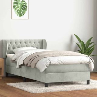Box Vedruvoodi madratsiga Helehall 80x220 cm samet