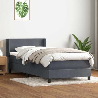 континентальная кровать с матрасом, темно-серая, 80x220 см, бархат