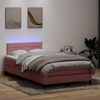 Box Vedruvoodi madratsiga Roosa 120x220 cm samet