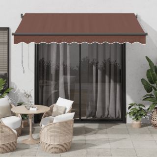 automaatselt sissetõmmatav varikatus LEDiga, pruun, 300x250 cm