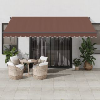 automaatselt sissetõmmatav varikatus LEDiga, pruun, 450x300 cm