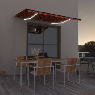 käsitsi sissetõmmatav varikatus LED 300 x 250 cm oranž ja pruun