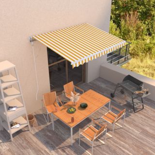 automaatselt sissetõmmatav varikatus 300x250 cm kollane, valge